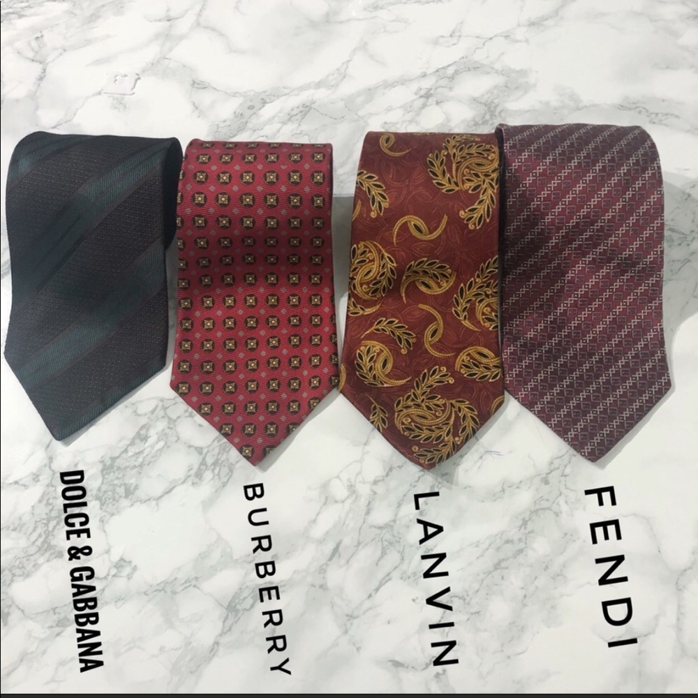Luxury Tie Lot: Fendi FF Tie D&G Lanvin Burberry